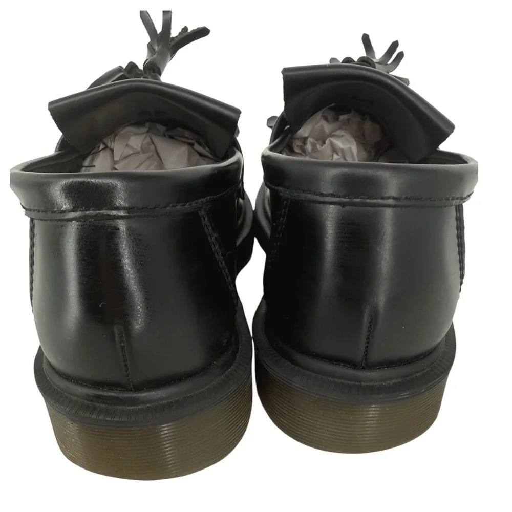 Dr. Martens Adrian Smooth Leather Tassel Loafer Shoes Black Womens Size 8 Mens 7